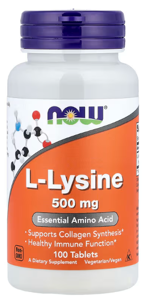 L-Lysine 500 mg. 100 tablets. NOW Foods