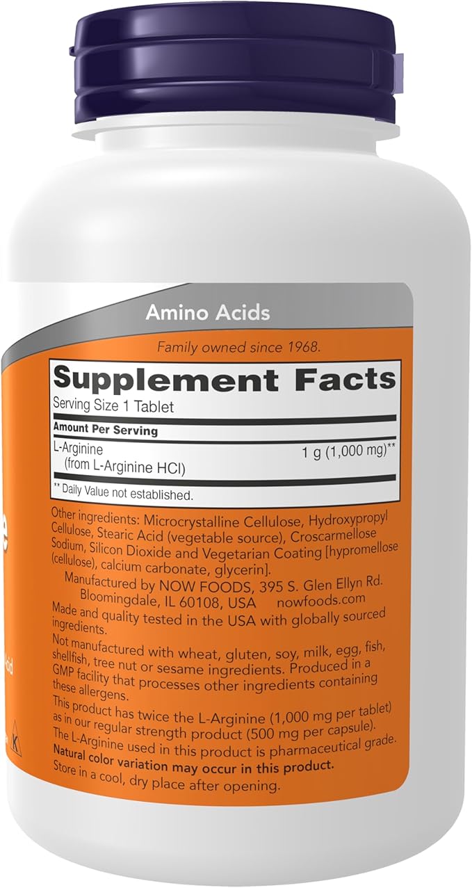L-Arginine. 1000 mg. 120 tableta. NOW Foods - Image 2