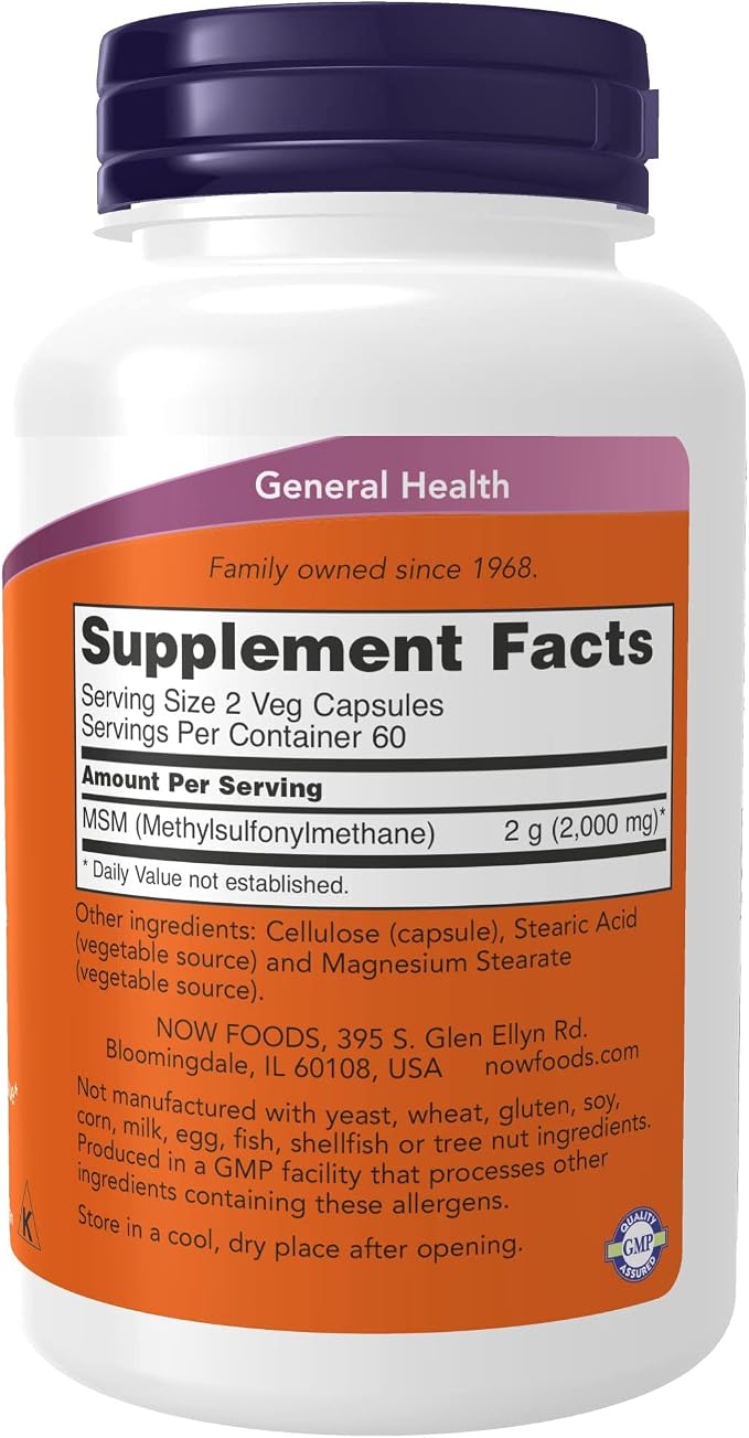MSM 1000 mg 120 kapsula NOW Foods - Image 2