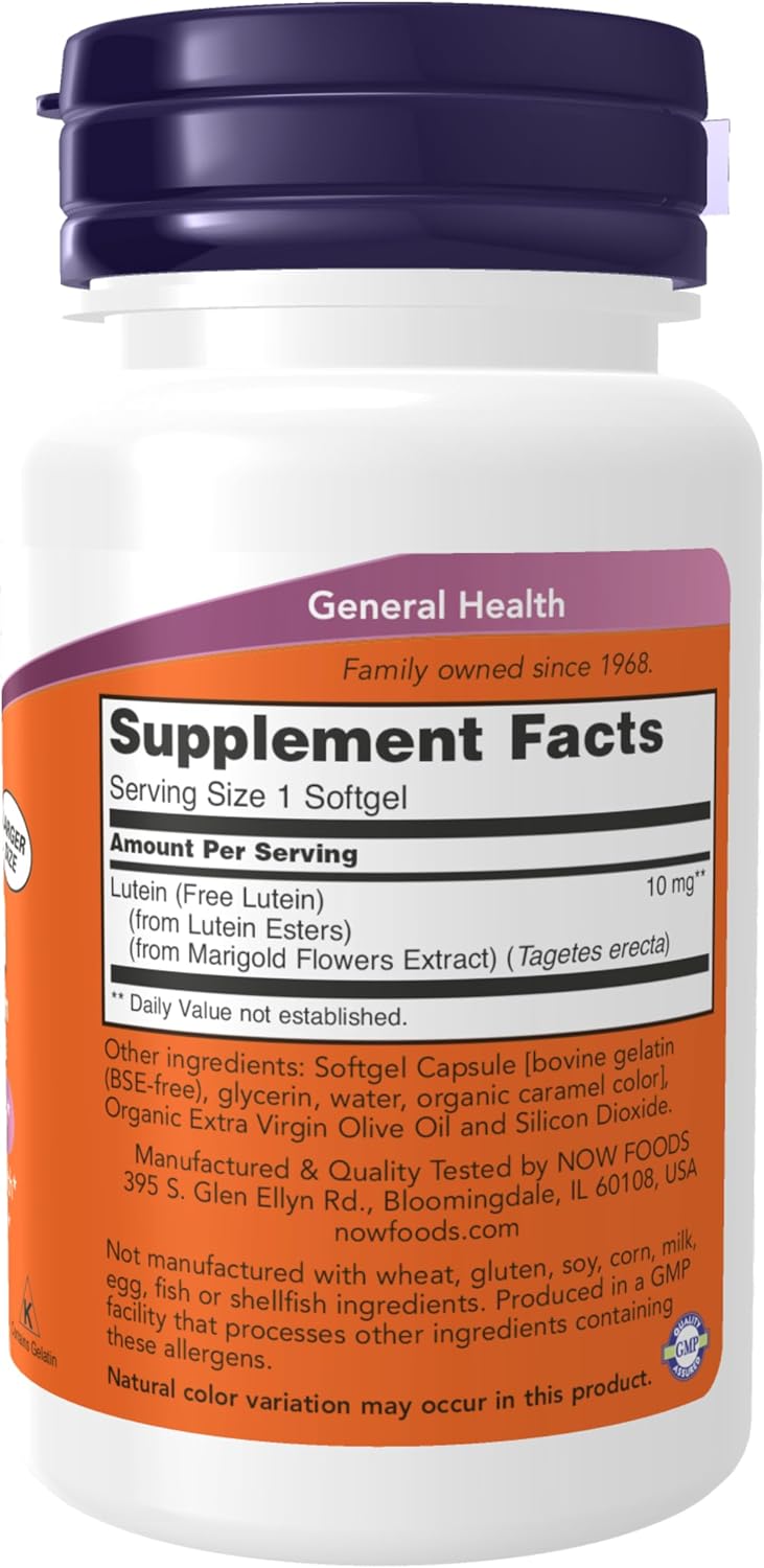 Lutein 10 mg. 120 softgel kapsula. NOW Foods - Image 2