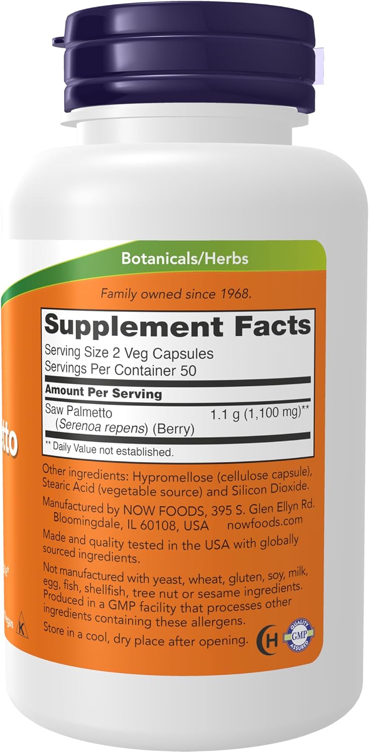 Saw Palmetto Berries. 550 mg. 100 kapsula. NOW Foods - Image 2