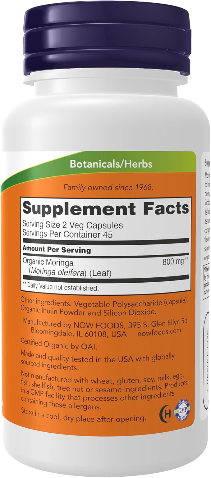 Moringa Leaf 90 kapsula NOW Foods - Image 2