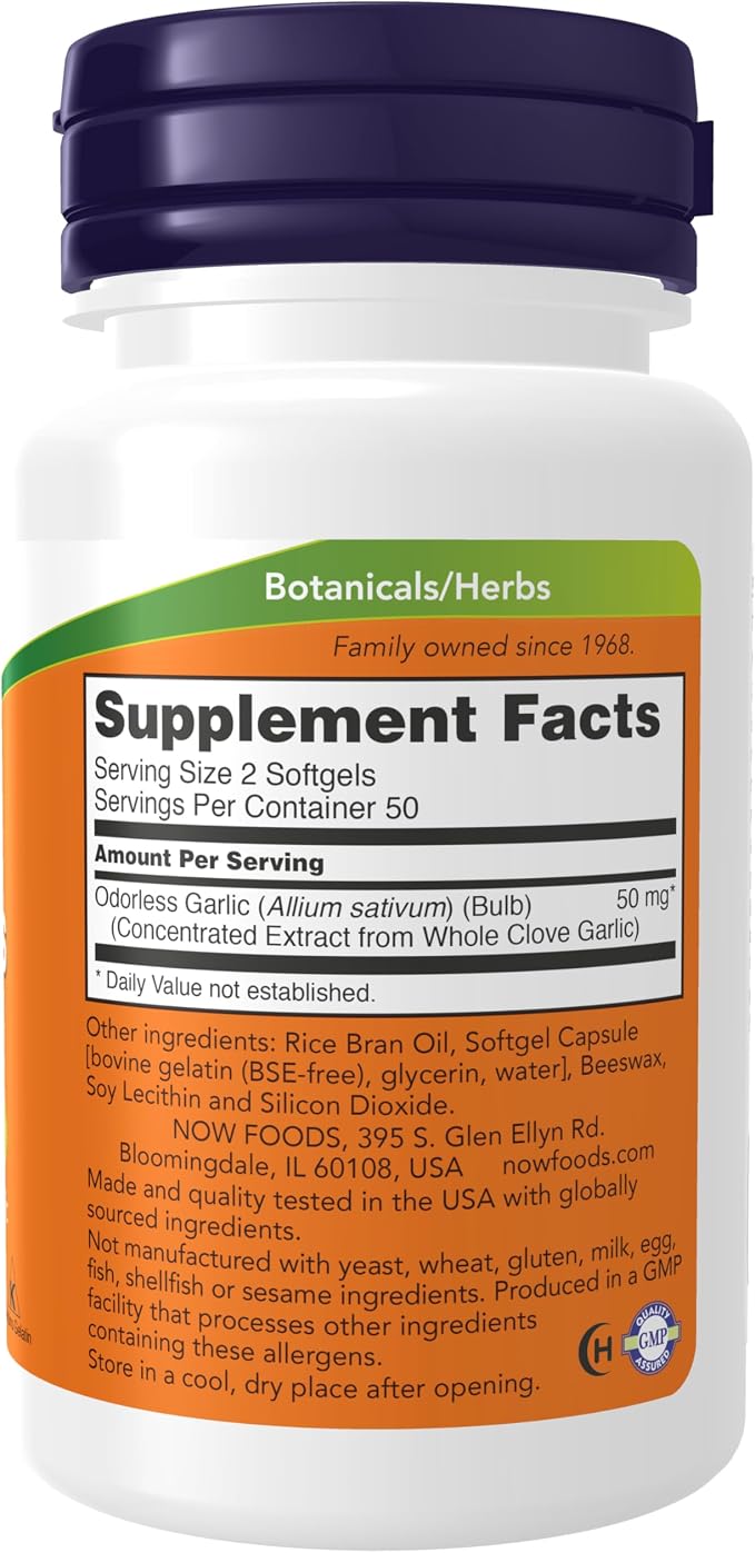 Odorless Garlic 100 softgels NOW Foods - Image 3