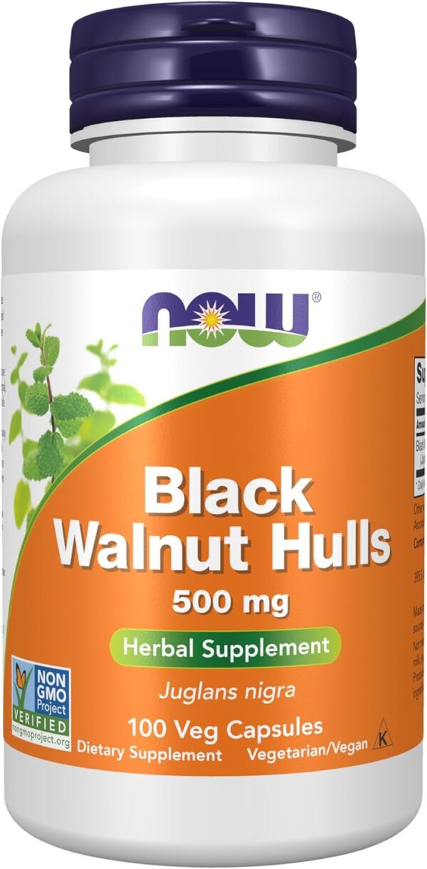 Black Walnut Hulls. 500 mg. 100 kapsula. NOW Foods