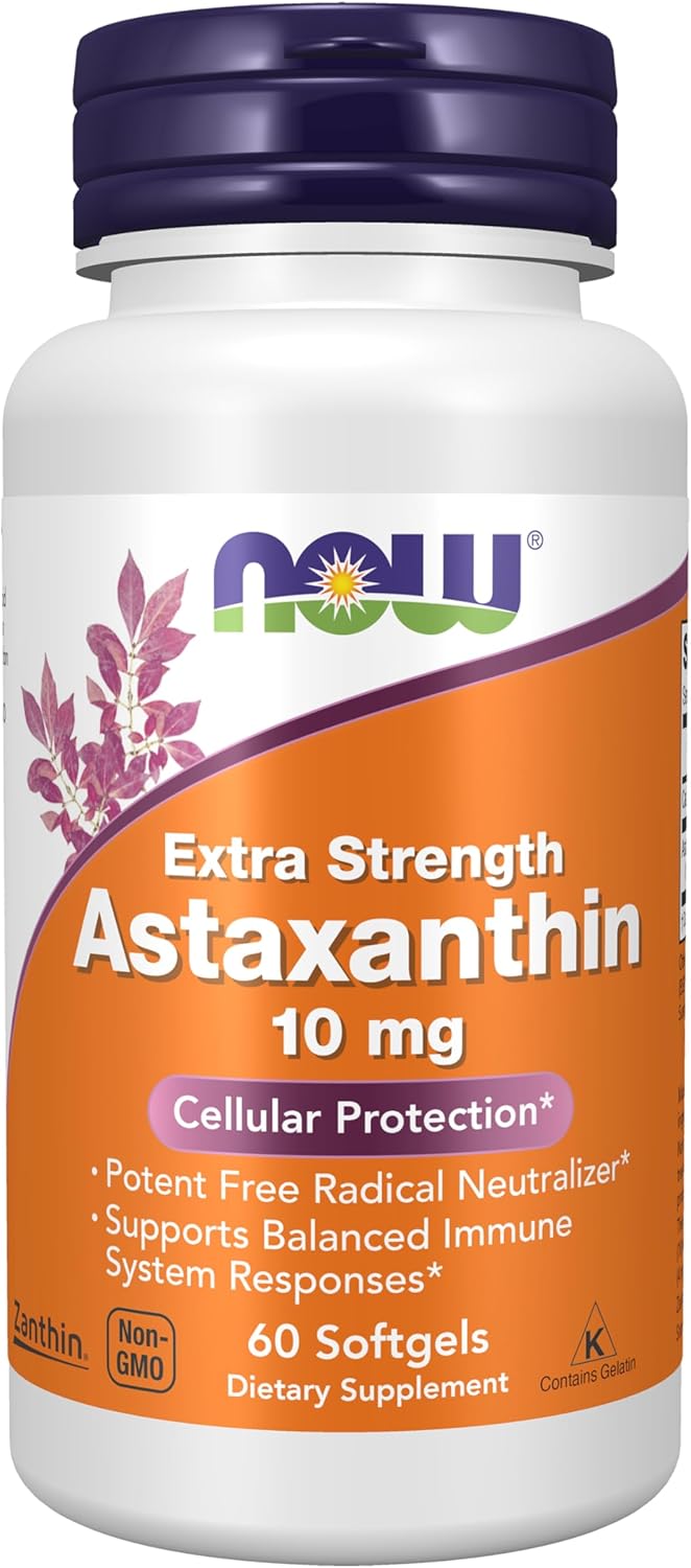 Astaxanthin 10 mg. 60 softgel kapsula. NOW Foods