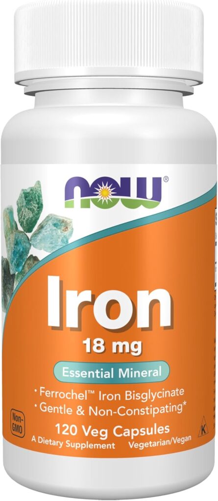 Iron. 18 mg. 120 kapsula. NOW Foods