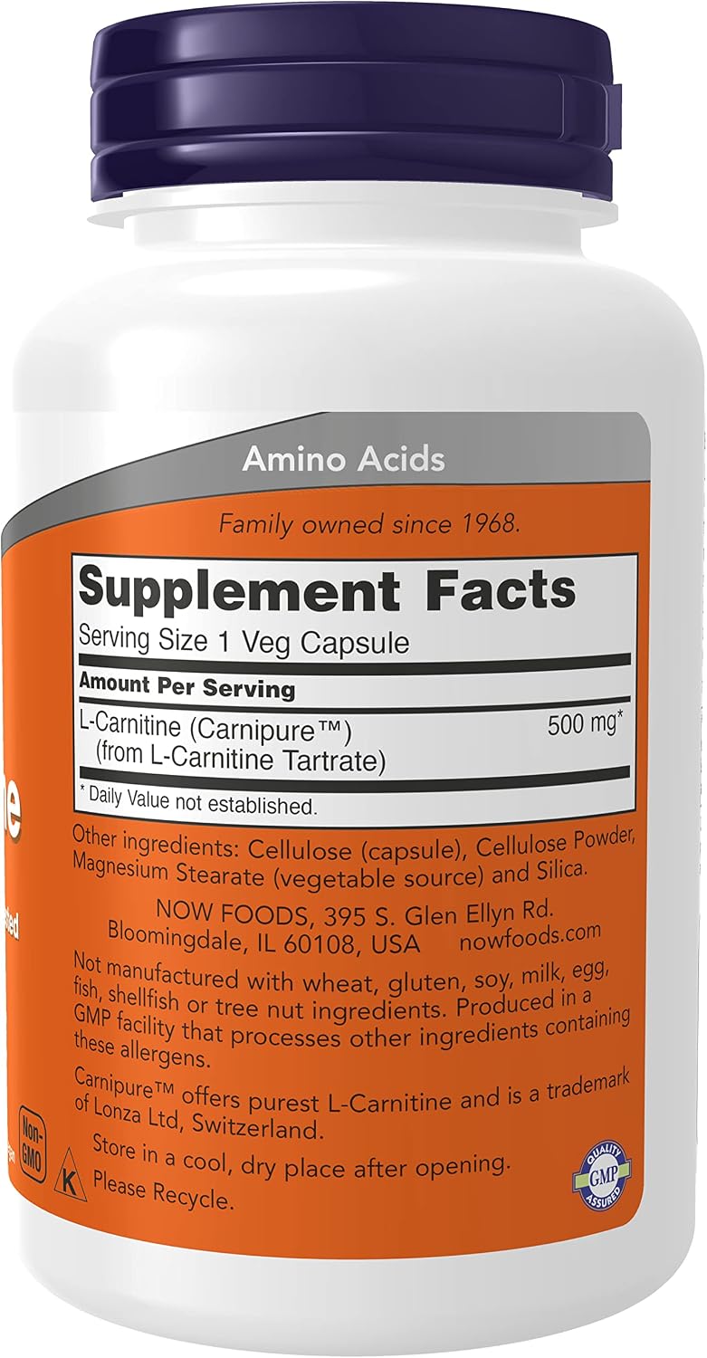 L-Carnitine 180 kapsula. NOW Foods - Image 2