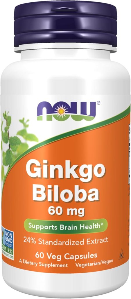 Ginkgo Biloba 60 mg. 60 kapsula. NOW Foods