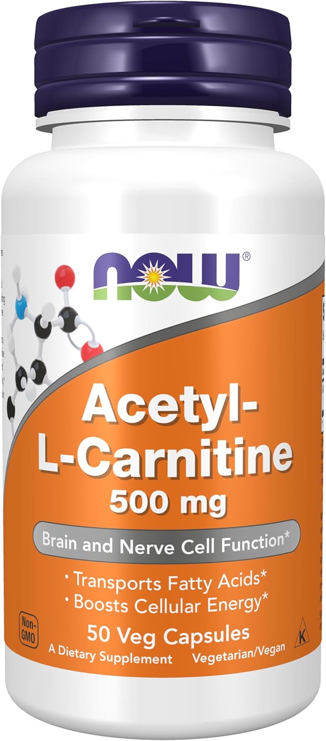 Acetyl L-Carnitine. 500 mg. 50 kapsula. NOW Foods