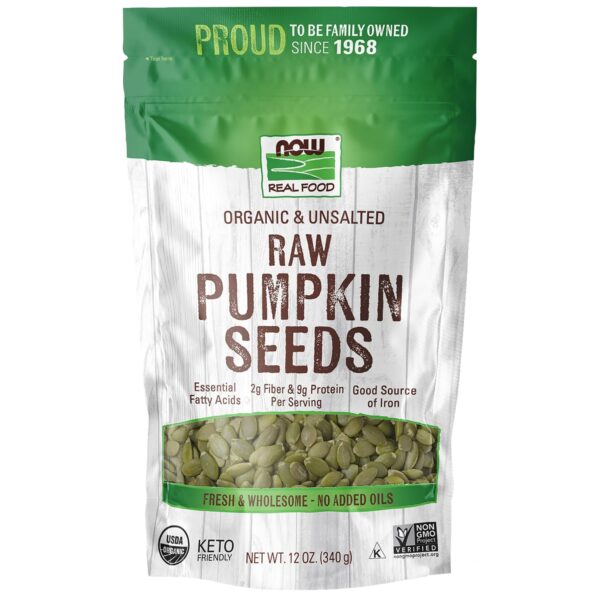 Organic Pumpkin Seeds. 340 g. NOW Foods