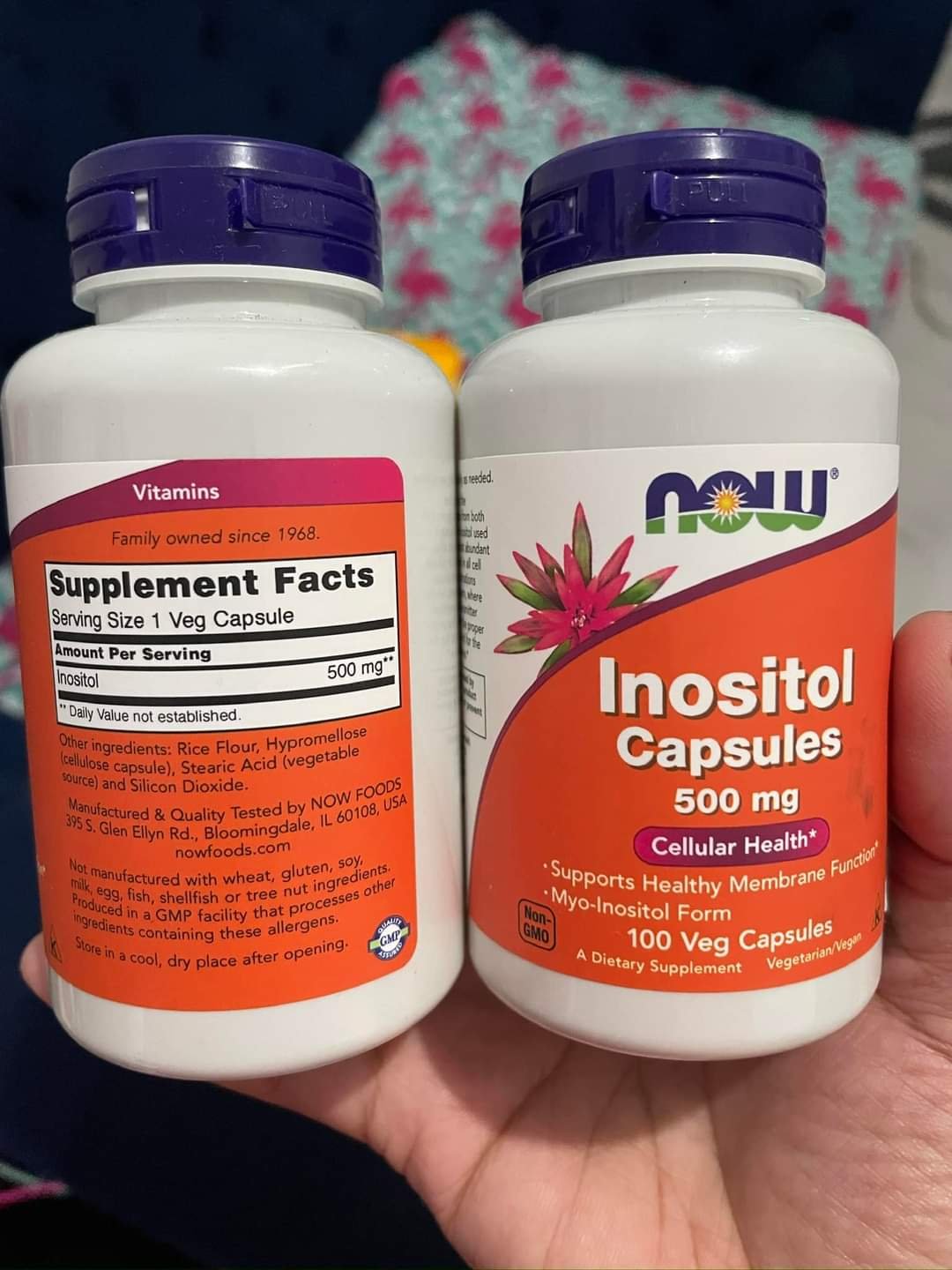 Inositol 500 mg 100 caps NOW Foods - Image 3