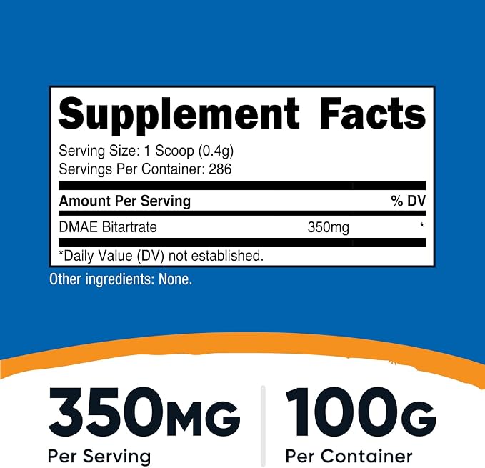 DMAE Bitartrate 100 g Unflavored Nutricost - Image 2