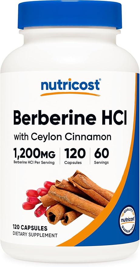 Berberine HCl With Ceylon Cinnamon 120 caps Nutricost