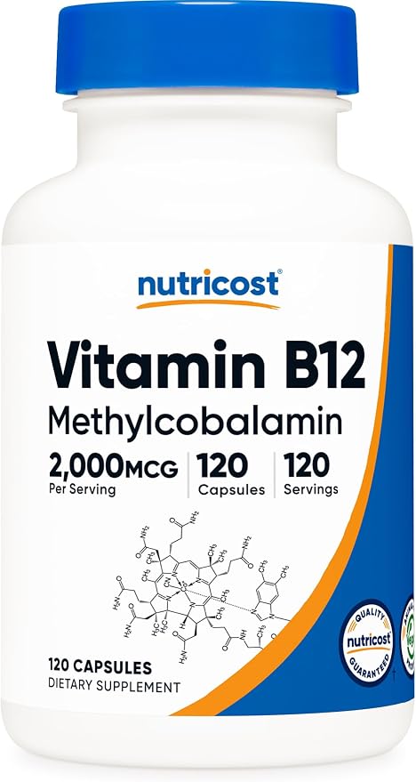 Vitamin B-12 Methylcobalamin 2000 mcg 120 caps Nutricost