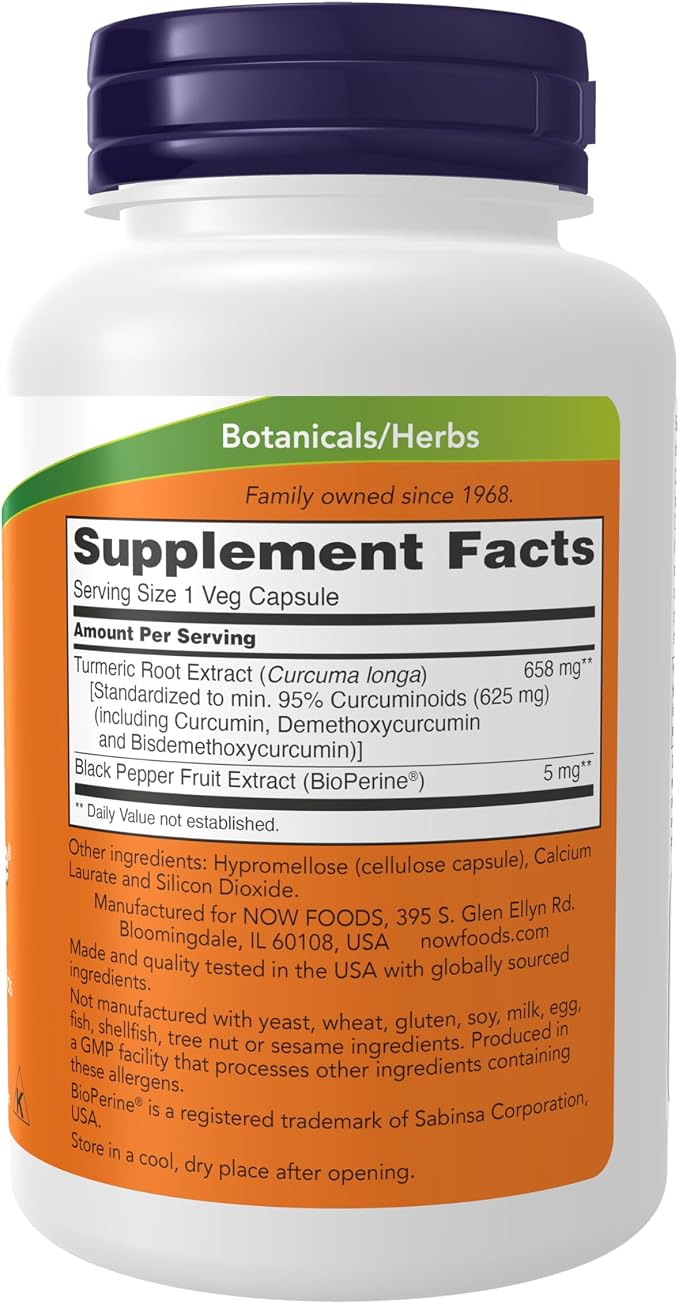 Turmeric Curcumin + BioPerine 90 caps NOW Foods - Image 2
