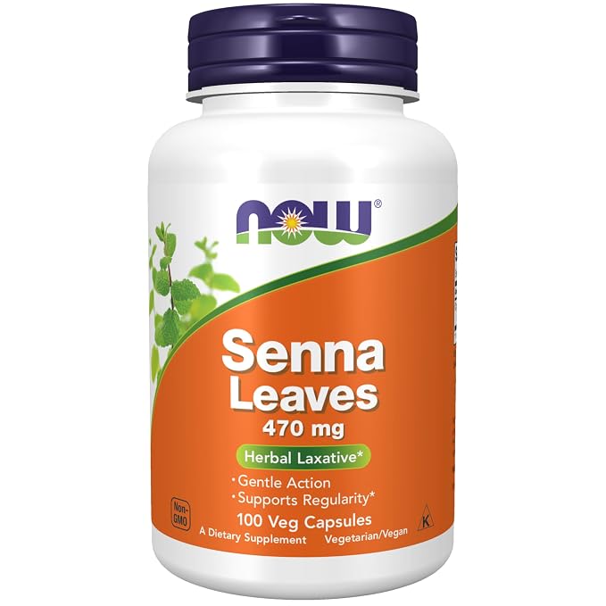 Senna Leaves 470 mg 100 caps NOW Foods