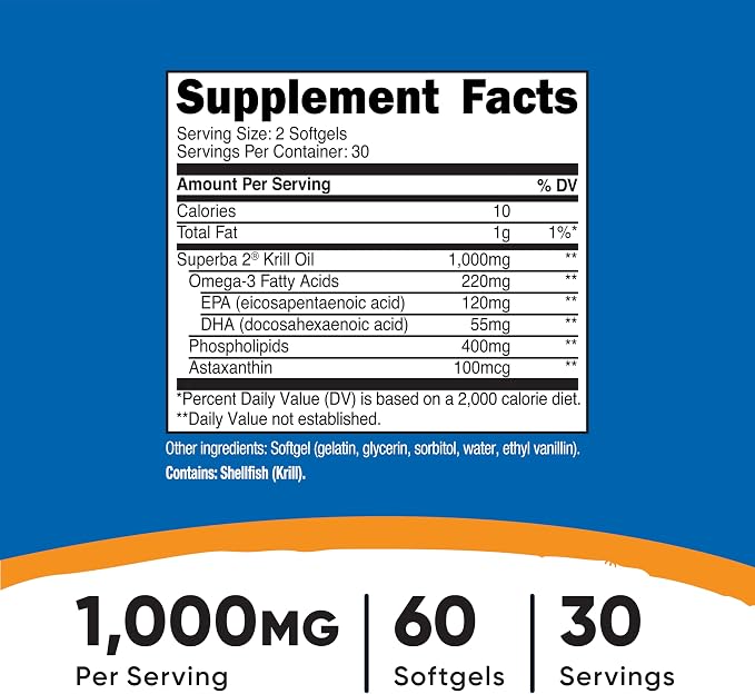 Krill Oil Complex 1000 mg 60 softgels Nutricost - Image 2