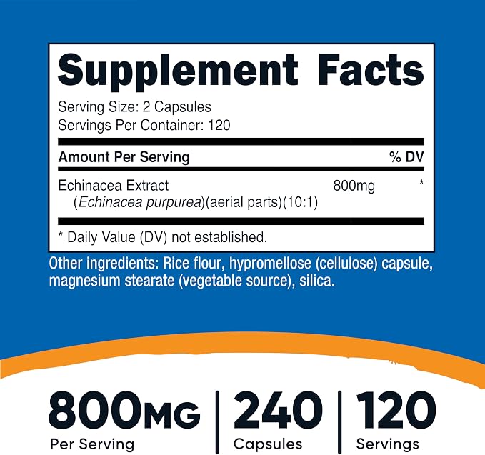 Echinacea 800 mg 240 caps Nutricost - Image 2