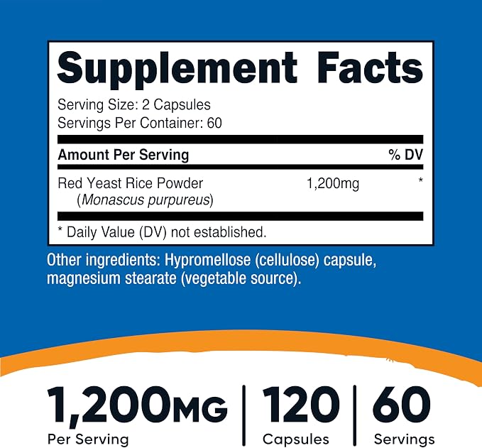 Red Yeast Rice 1200 mg 120 caps Nutricost - Image 2