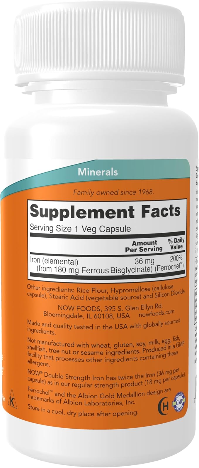 Iron 36 mg 90 caps NOW Foods - Image 2