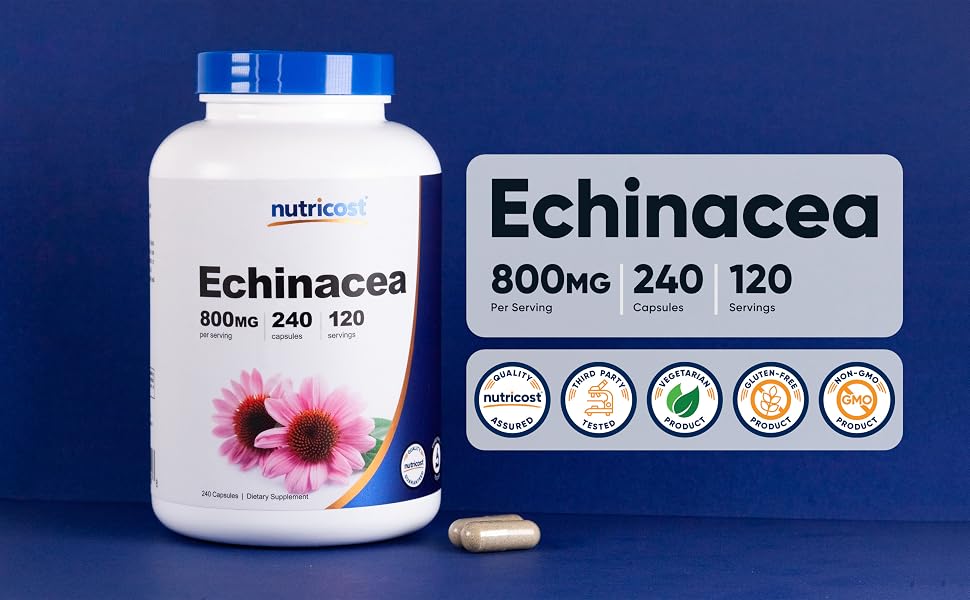 Echinacea 800 mg 240 caps Nutricost - Image 3